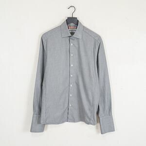 Thomas PINK Slim fit French cuff Dress shirt gray arrowhead weave 15 1/2